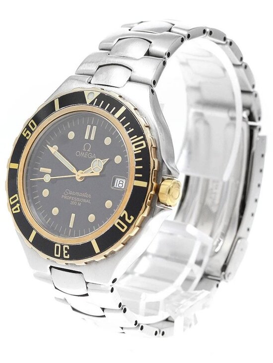 OMEGA Seamaster200m 369.1042 YG bezel Date Black Dial Quartz Men\'s Watch_973669 main image 9